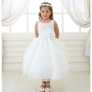 Calla Collection Little Girls Ivory Floral Sash Flower Girl Dress 2T-6 - 2