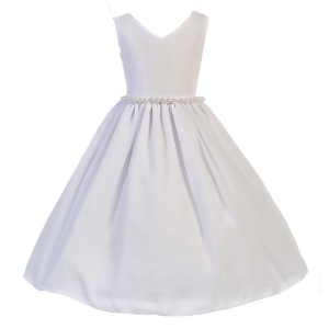 Little Girl White Wool Dobby Pearl Elegant Sleeveless Special Occasion Dress 2-6 - 6