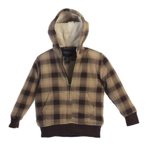 Gioberti Big Boys Tan Brown Plaid Sherpa Lining Hooded Flannel Jacket 8-16 - 16