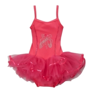 Girls Hot Pink Ballet Slipper Skirted Dance Leotard 12M-10 - 0-24M