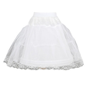 Girls White Wired Layered Lace Mesh Adjustable Waist Petticoat 2T-12 - 4/7