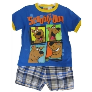 Scooby Doo Little Boys Royal Blue Character Printed Plaid 2 Pc Shorts Set 4-7 - 6