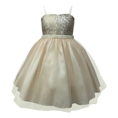 champagne sequin flower girl dress