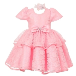 Baby Girls Pink Floral Embroidered Lace Overlay Bow Flower Girl Dress 6-24M - 18 Months