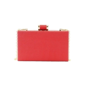 Hearty Trendy Girls Red Shoulder Chain Barrel Clasp Fastening Box Clutch - All