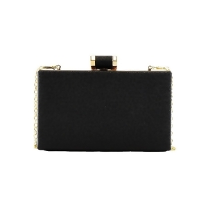 Hearty Trendy Girls Black Shoulder Chain Barrel Clasp Fastening Box Clutch - All