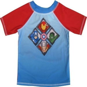 Marvel Little Boys Red Sky Blue Avengers Print Rash Guard Swimwear Shirt 2-4T - 4T