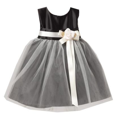 black and white flower girl dress