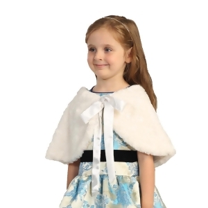 Angels Garment Baby Girls Off White Faux Wrap Bow Collar Cape 24M-4t - 4T