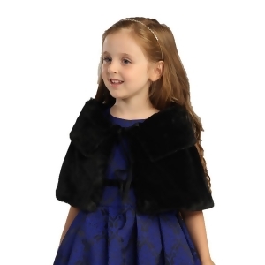 Angels Garment Big Girls Black Faux Wrap Shoulder Bow Collar Cape 7-10 - 10