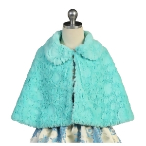 Angels Garment Big Girls Mint Blue Faux Wrap Bow Closure Collar Cape 7-10 - 10