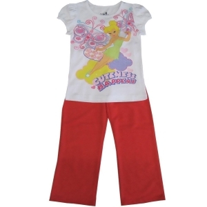 Disney Little Girls White Red Tinker Bell Butterfly Print 2 Pc Pant Set 4-6X - 5