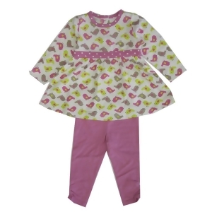 Little Me Little Girls Pink Green Chick Pattern 2 Pc Legging Outfit 2-4T - 2T