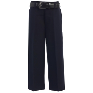 Little Boys Navy Flat Front Solid Belt Special Occasion Dress Pants 2T-7 - 5