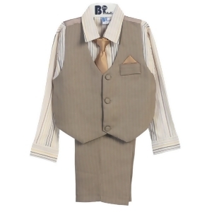 B-one Four Piece Off White Shirt Grey Khaki Boys Vest Set 9M-4t - 4T