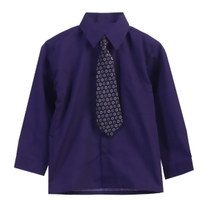 Little Boys Purple Tie Long Sleeve Button Special Occasion Dress Shirt 2T-7 - 5