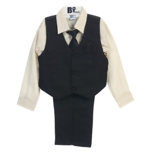 B-one Four Piece Gold Striped Off White Shirt Black Boys Vest Set 9M-4t - 12 Months