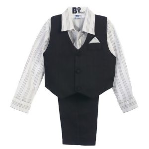 B-one Four Piece Black Striped White Shirt Black Boys Vest Set 9M-4t - 3T