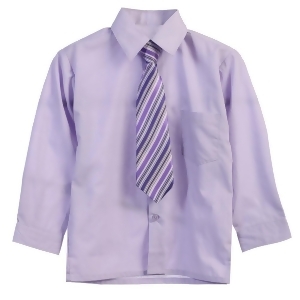 Little Boys Lilac Tie Long Sleeve Button Special Occasion Dress Shirt 2T-7 - 2T
