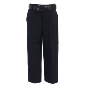 Little Boys Black Flat Front Solid Belt Special Occasion Dress Pants 2T-7 - 7