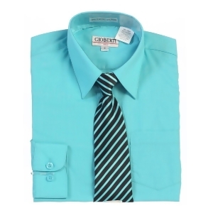 Big Boys Mint Button Up Dress Shirt Striped Tie Set 8-18 - 12