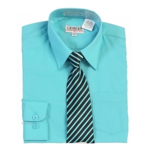 Big Boys Mint Button Up Dress Shirt Striped Tie Set 8-18 - 10