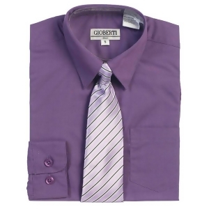 Purple Button Up Dress Shirt Pinstriped Tie Set Toddler Boys 2T-4t - 2T