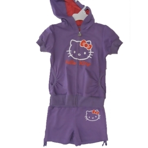 Hello Kitty Little Girls Purple Hooded Zipper 2 Pc Sport Set 4-6X - 6X