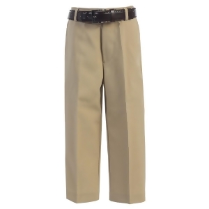 Little Boys Khaki Flat Front Solid Belt Special Occasion Dress Pants 2T-7 - 2T