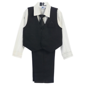 B-one Four Piece Silver Striped White Shirt Black Boys Vest Set 9M-4t - 12 Months