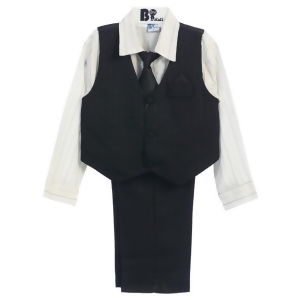 B-one Four Piece Silver Striped White Shirt Black Boys Vest Set 9M-4t - 24 Months