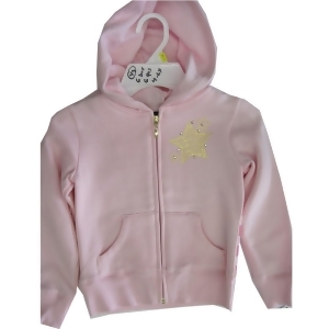 Disney Little Girls Pink Gold Glittery Star Stud Zipper Hooded Sweater 4-6X - 5