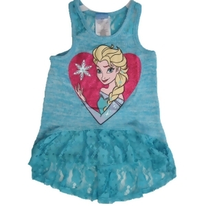 Disney Little Girls Turquoise Elsa Character Print Lace Sleeveless Top 5-6X - 5/6
