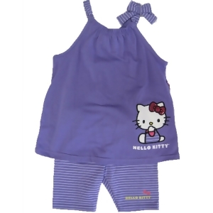 Hello Kitty Little Girls Purple Bow Strap Sleeve 2 Pc Pants Set 4-6X - 6X