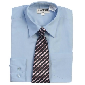 Light Blue Button Up Dress Shirt Striped Tie Set Boys 5-18 - 16