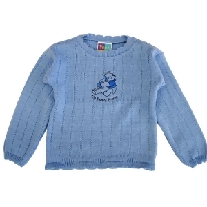 Disney Little Girls Blue Winnie The Pooh Pattern Knit Long Sleeve Sweater 4-6X - 5