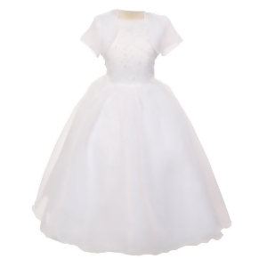 Chic Baby Big Girls White Bead Sewn Satin Bolero Junior Bridesmaid Dress 8-16 - 14