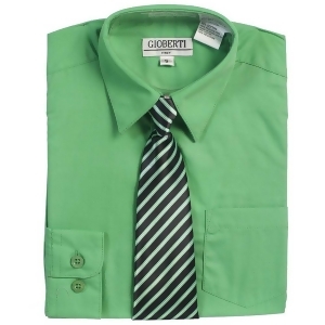 Green Button Up Dress Shirt Black Striped Tie Set Toddler Boys 2T-4t - 2T