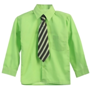 Little Boys Lime Green Tie Long Sleeve Button Special Occasion Dress Shirt 2T-7 - 2T
