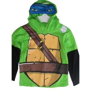 Nickelodeon Little Boys Green Black Ninja Turtles Print Hooded Shirt 4-7 - 6