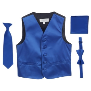 Royal Blue Vest Necktie Bowtie Pocket Square Boys Set 8-14 - 10