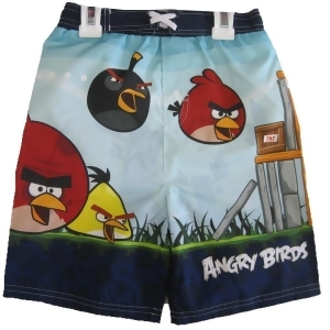 Angry Birds Little Boys Sky Navy Blue Cartoon Character Swim Wear Shorts 2T-7 - 4T