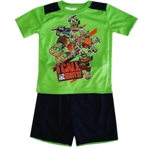 Tnt Ninja Turtles Little Boys Green Short Sleeve 2 Pcs Basketball Shorts Set 4-7 - 4