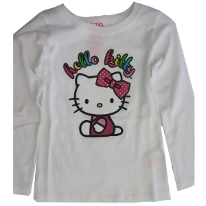 Hello Kitty Little Girls White Glittery Print Letters Shirt 4-6X - 5