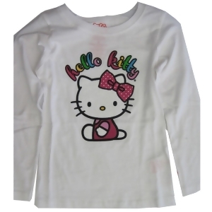 Hello Kitty Little Girls White Glittery Print Letters Shirt 4-6X - 6