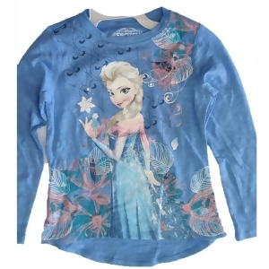 Disney Little Girls Royal Blue Elsa Wintery Print Long Sleeved Shirt 2T-7 - 2T