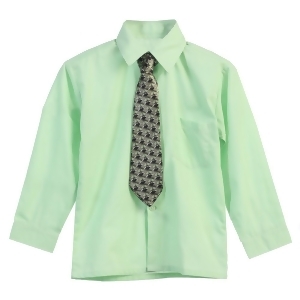 Little Boys Pastel Green Tie Long Sleeve Button Special Occasion Shirt 2T-7 - 5
