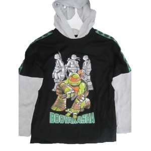 Nickelodeon Little Boys Black Gray Ninja Turtles Hooded Long Sleeve T-Shirt 4-7 - 6