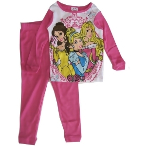Disney Little Girls Pink Aurora Cinderella Bel Print 2 Pc Pajama Set 4-5 - 4