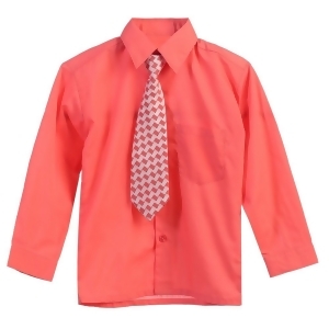 Little Boys Coral Tie Long Sleeve Button Special Occasion Dress Shirt 2T-7 - 7